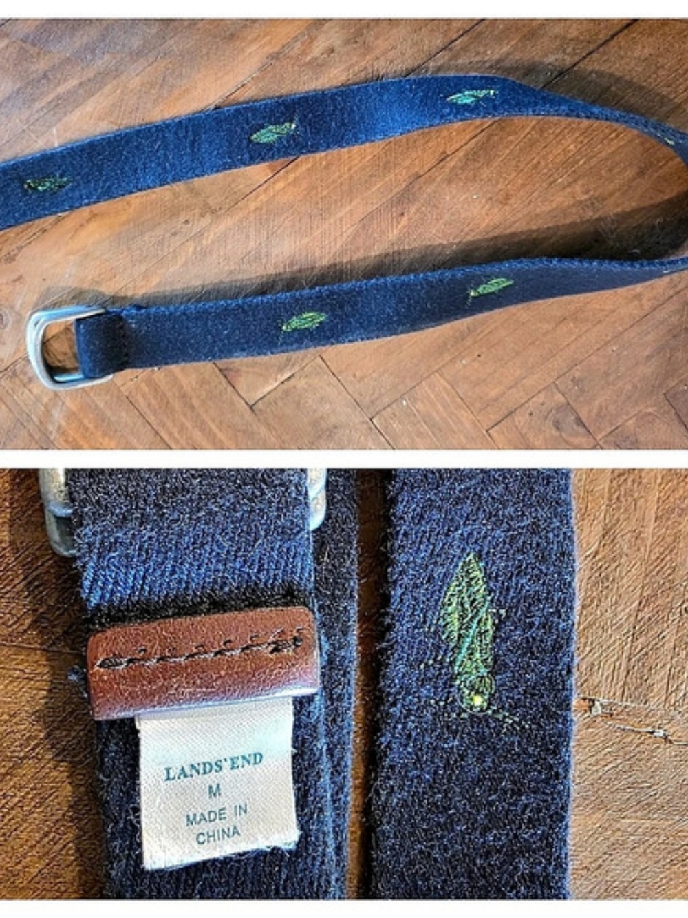 Lands' End Woven Belt in Blue & Brown